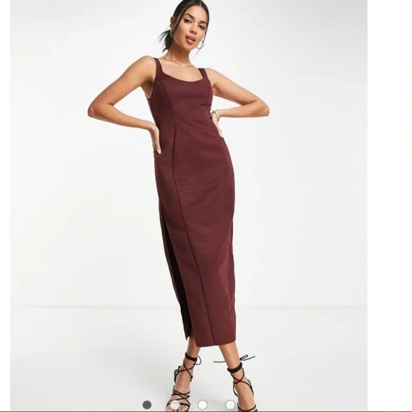 ASOS | Dresses | Asos Chocolate Midi Structured Tank Dress | Poshmark